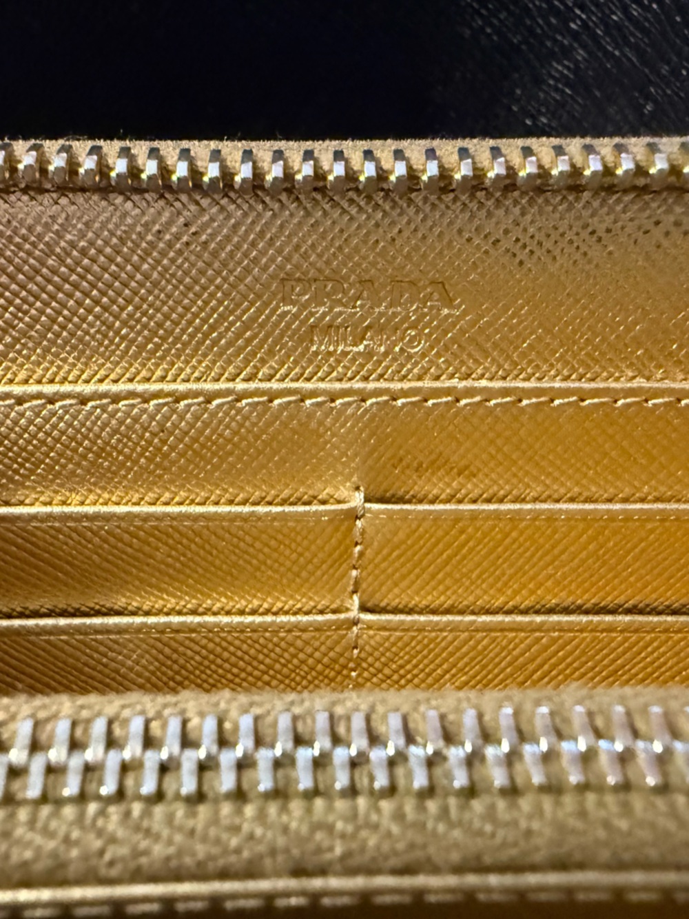 Prada Saffiano Platino Gold Zip-Around Wallet - Picture 7 of 10
